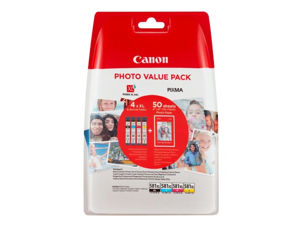CANON CANON CLI 581XL C/M/Y/BK Photo Value Pack 4er Pack Schwarz, Gelb, Cyan, Magenta Tintenbehälter /