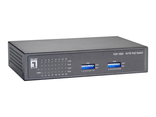 LEVELONE LEVEL ONE LevelOne FEP-1600W90 16-Port Fast Ethernet PoE Switch 90W