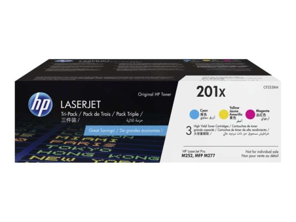 HP 201X 3er Pack Gelb, Cyan, Magenta LaserJet Tonerpatrone (CF253XM) CF253XM