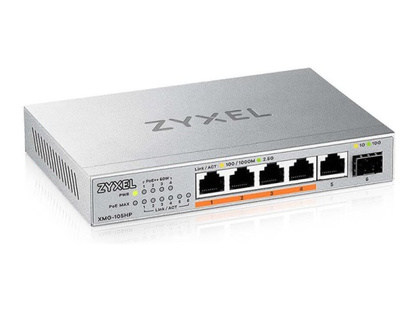 ZYXEL XMG-105 5 Port 10/2,5G MultiGig PoE++ Switch unmanaged XMG-105HP-EU0101F