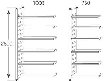 kerkmann Regalfeld "M2", 6 Böden, (B)750 x (H)2.600 mm