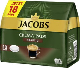 JAKOBS Kaffeepads CREMA PADS KRÄFTIG, 18er Packung