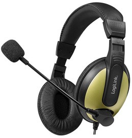 LogiLink Headset High Quality, mit Ohrpolster, schwarz/gold