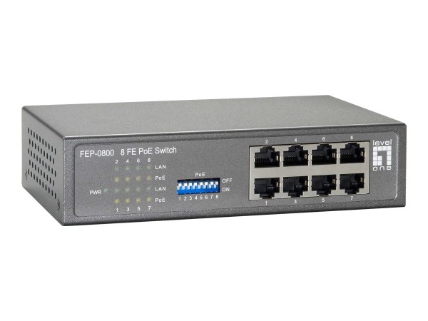 LEVELONE LEVEL ONE LevelOne FEP-0800W65 8-Port Fast Ethernet PoE Switch 65W