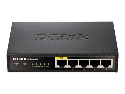 DLINK 5-Port Desktop Fast Ethernet PoE+ Switch DES-1005P/E