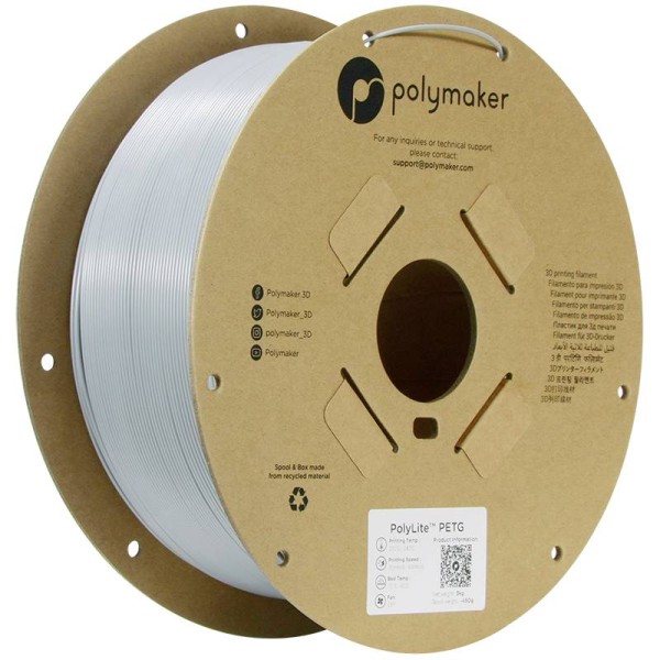 POLYMAKER POLYMAKER PB01053 Filament PETG hitzebeständig, hohe Zugfestigkeit 1.75 mm 3000 g Grau PolyLite