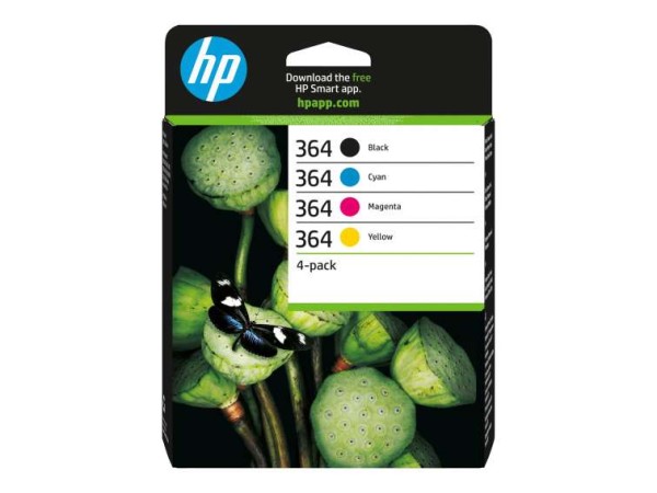 HP 364 4er Pack Schwarz, Gelb, Cyan, Magenta Tintenpatrone N9J73AE
