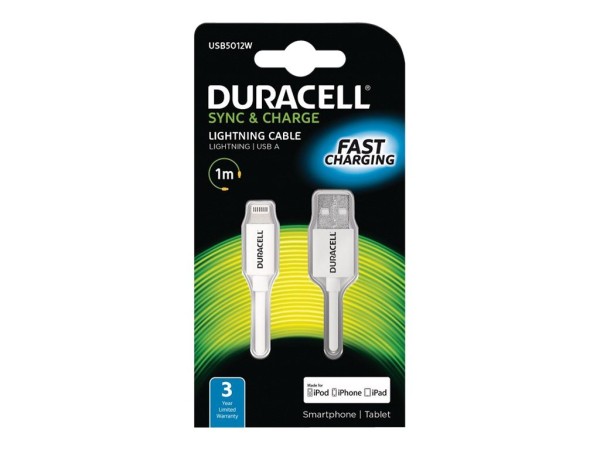 DURACELL Duracell Apple Lightning Kabel 1m weiß