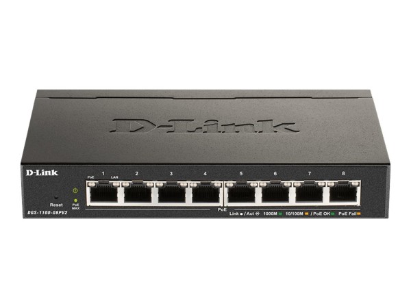 D-LINK 8-Port Layer2 PoE Smart Gigabit Switch8x 10/100/1000Mbit/s TP (RJ-45 DGS-1100-08PV2/E