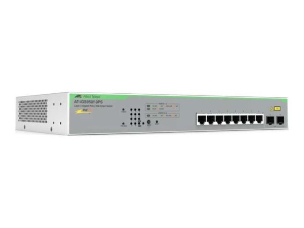 ALLIED TELESIS 1000BASE-T x 8 + 1000BASE-X (SFP) x 2, WEB Smart Switch with AT-IGS950/10PS-950