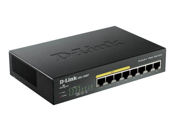 D-LINK 8-Port Layer2 PoE+ Gigabit Switch DGS-1008P/E