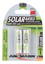 ANSMANN Solar NiMH Akku, Mignon AA, 800 mAh, 2er Blister