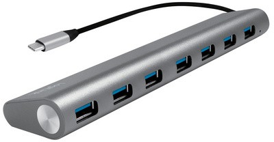 LogiLink USB 3.0 Hub mit USB-C 3.1 Anschluss, 7-Port, grau