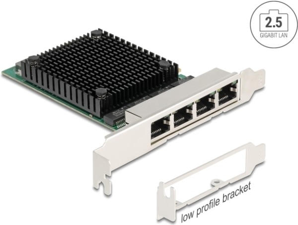 DELOCK DELOCK PCI Express x4 Netzwerkkarte 2,5 Gigabit LAN 4 x RJ45 RTL8125 Stück
