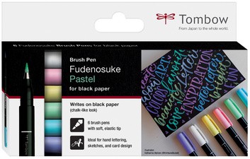 Tombow Kalligraphie-Stift Fudenosuke Pastel, 6er Kartonetui