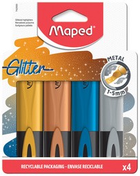 Maped Textmarker GLITTER METAL, 4er Etui