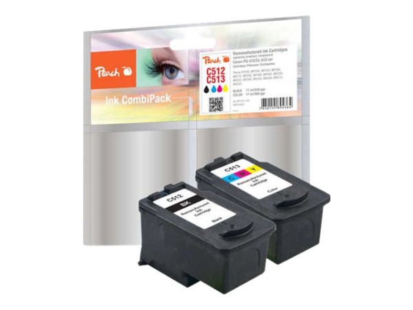PEACH PEACH Spar Pack 2er Pack Schwarz, Farbe (Cyan, Magenta, Gelb) Tintenpatrone