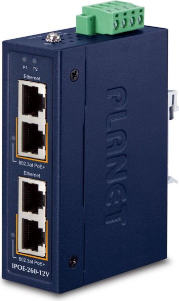 PLANET TECHNOLOGY Industrial 2-port 10/100/1000T IPOE-260-12V