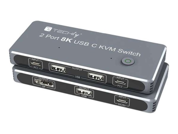 TECHLY KVM Switch USB-C 2in 1 out IDATA-KVM-DPC8K