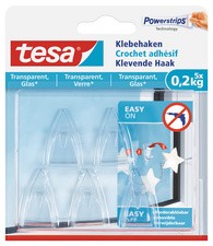 tesa Powerstrips Klebehaken für Glas, transparent