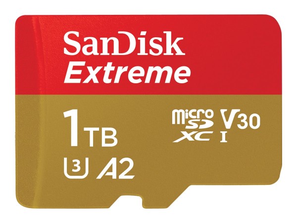 SANDISK Extreme 1TB microSDXC Speicherkarte Kit (2022) bis 190 MB/s,C10,U3, SDSQXAV-1T00-GN6MA