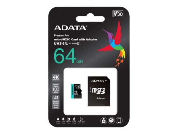 A-DATA Premier Pro 64GB inkl. Adapter AUSDX64GUI3V30SA2-RA1