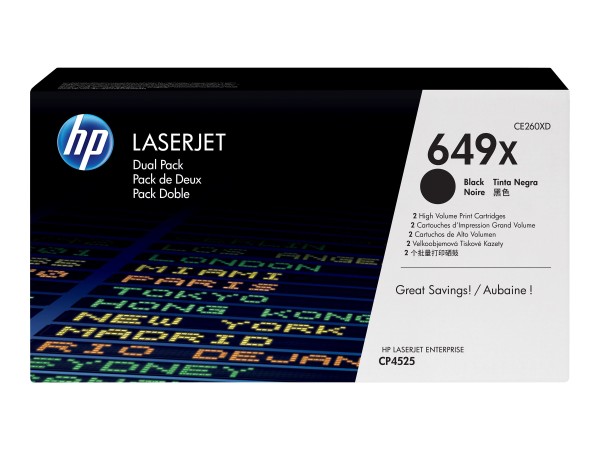 HP 649X 2er Pack Schwarz LaserJet Tonerpatrone (CE260XD) CE260XD