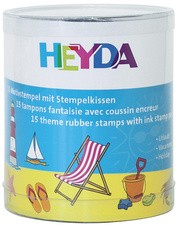 HEYDA Motivstempel-Set "Urlaub", Klarsicht-Runddose