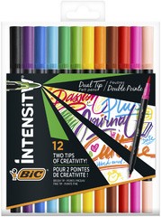 BIC Fasermaler DUAL BRUSH, 2in1, 12er Etui, farbig sortiert