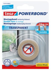 tesa Powerbond Montageband, transparent, 19 mm x 5,0 m
