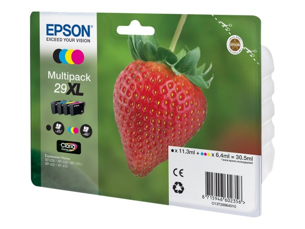 EPSON 29XL Multipack 4er Pack XL Schwarz, Gelb, Cyan, Magenta Tintenpatrone C13T29964010