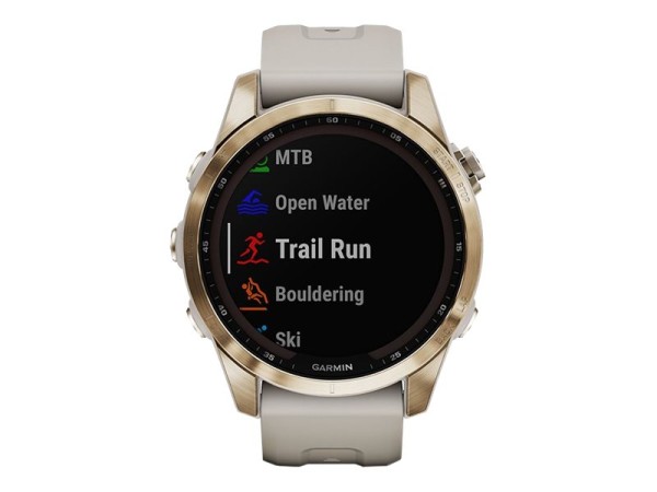 GARMIN GARMIN fenix 7S Sapphire Sol, Cream Gold Ti w/ Light Sand Band