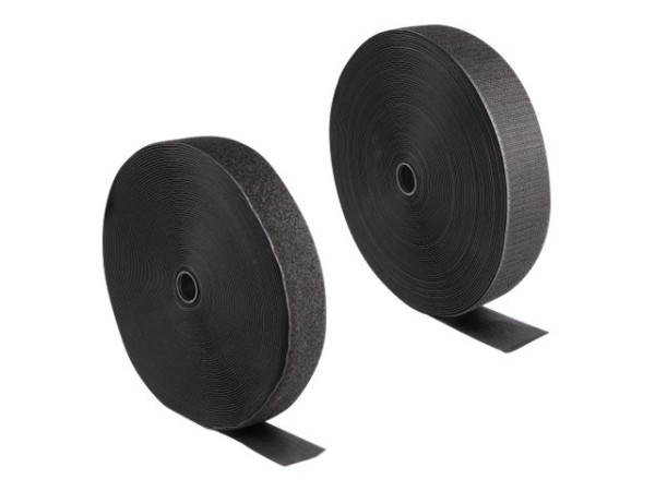 DELOCK DELOCK Strapazierfähiges Klettband mit Haft- und Flauschband L 25 m x B 50 mm schwarz