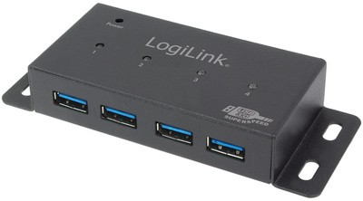 LogiLink USB 3.0 Hub für Wandmontage, 4 Port, Metallgehäuse