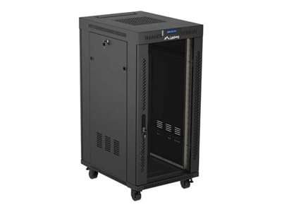 LANBERG 19" 24U 600x800 freist. LCD Glastür V2 (FlatPack) sw FF01-6824-12BL