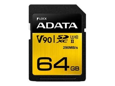 A-DATA SDXC UHS-II CL10 U3 64GB SD V90 4K/8K ASDX64GUII3CL10-C