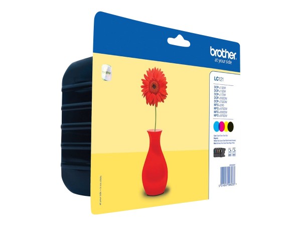 BROTHER LC121 Value Pack Schwarz, Gelb, Cyan, Magenta Tintenpatrone LC121VALBP