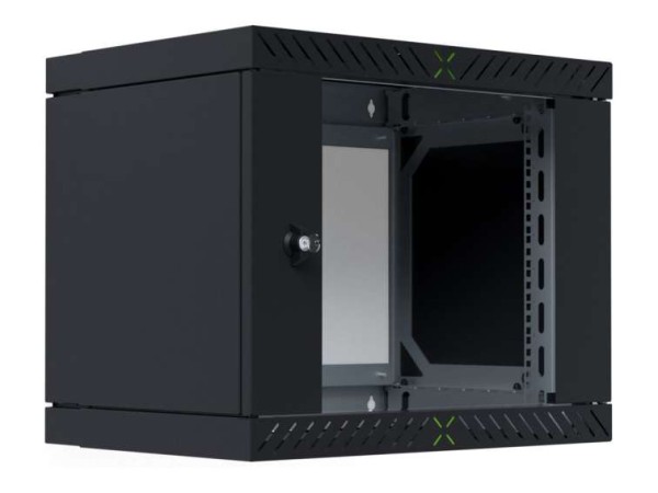 EFB 19Zoll 48,26cm Wandgehäuse X-Rack mit Glastür 400-600mm 9HE schwarz RAL WGX-0906TS.G1