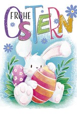 SUSY CARD Oster-Grußkarte "Bunte Eier auf Holzbrett"