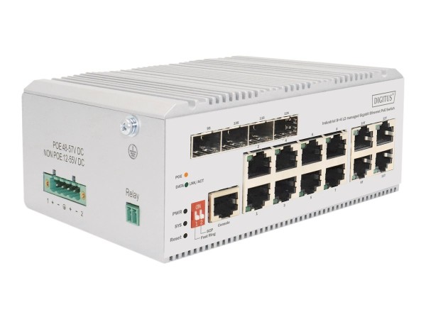 DIGITUS DIGITUS Switch 8 Port Gigabit PoE, L2 managed, 4 SFP Uplink
