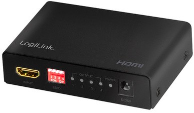 LogiLink 4K/60 Hz HDMI Splitter, Downscaler, EDID, 4-fach