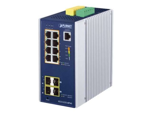 PLANET TECHNOLOGY PLANET Industrial L2+ 8-Port 10/100/1000T 802.3at PoE + IGS-5225-8P4S