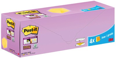 Post-it Haftnotizen Super Sticky Notes, 76 x 76 mm, 20+4