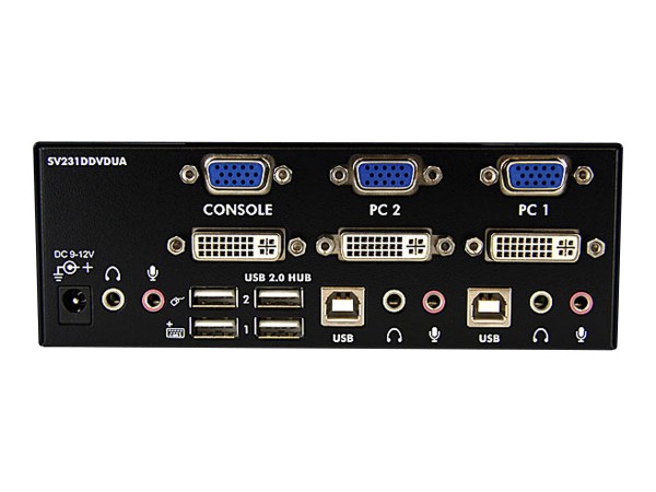 STARTECH.COM 2 Port DVI VGA KVM Switch mit USB Audio und USB 2.0 Hub SV231DDVDUA