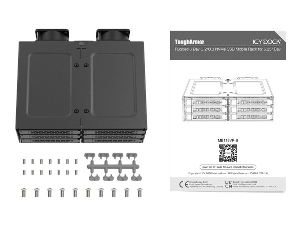 ICY DOCK ToughArmor 6x 2.5" 9.5mm U.2/U.3 NVMe to 3x SlimSAS in 1x 5. MB118VP-B