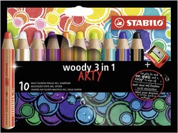 STABILO Multitalentstift woody 3 in 1, 10er Karton-Etui ARTY