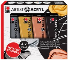 Marabu Acrylfarben-Set "Artist Acryl", Metallic, 4 x 75 ml