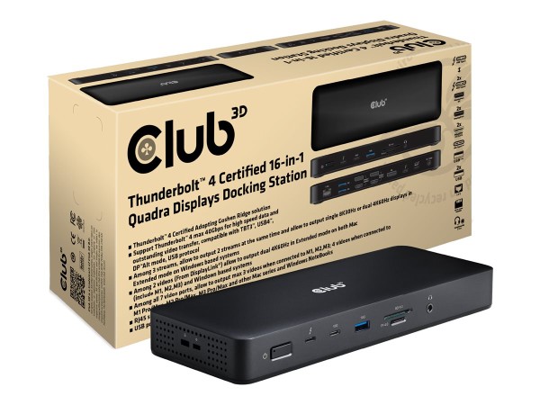 CLUB3D Thunderbolt4 16-in-1 Dockingstation 4 Displays St/Bu retail CSV-1583