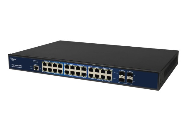 ALLNET ALLNET Switch full managed 24 Port Gigabit 24x LAN 4x SFP Lüfterlos 19" - Switch - 1 Gbps