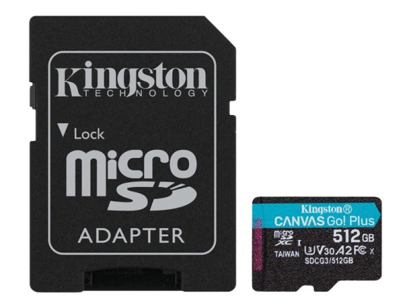 KINGSTON KINGSTON 512GB microSDXC Canvas Go Plus 170R A2 U3 V30 Card + ADP